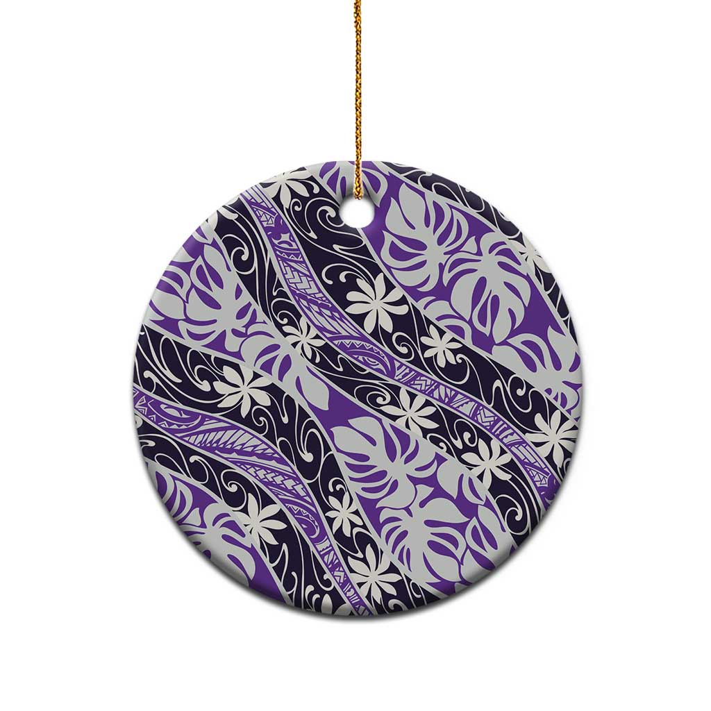 Vareau Tahiti Tiare Monstera Ceramic Ornament Polynesian Pattern Curve Style - Polynesian Pride
