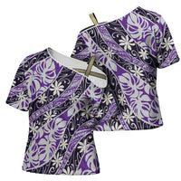 Vareau Tahiti Tiare Monstera Cross Shoulder Shirt Polynesian Pattern Curve Style - Polynesian Pride