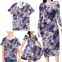 Vareau Tahiti Tiare Monstera Family Matching Long Sleeve Bodycon Dress and Hawaiian Shirt Polynesian Pattern Curve Style LT01 - Polynesian Pride