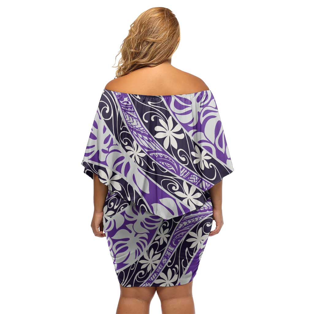 Vareau Tahiti Tiare Monstera Family Matching Off Shoulder Short Dress and Hawaiian Shirt Polynesian Pattern Curve Style LT01 - Polynesian Pride