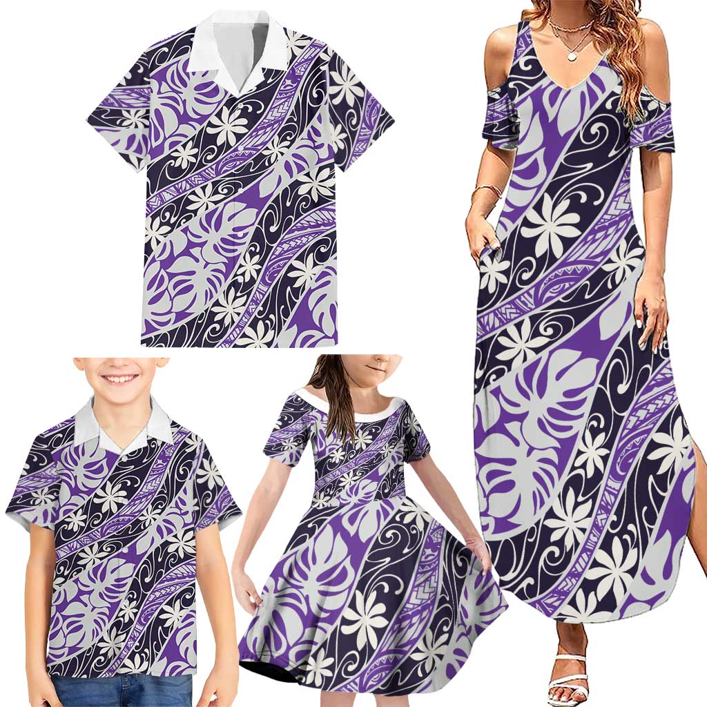 Vareau Tahiti Tiare Monstera Family Matching Summer Maxi Dress and Hawaiian Shirt Polynesian Pattern Curve Style - Polynesian Pride