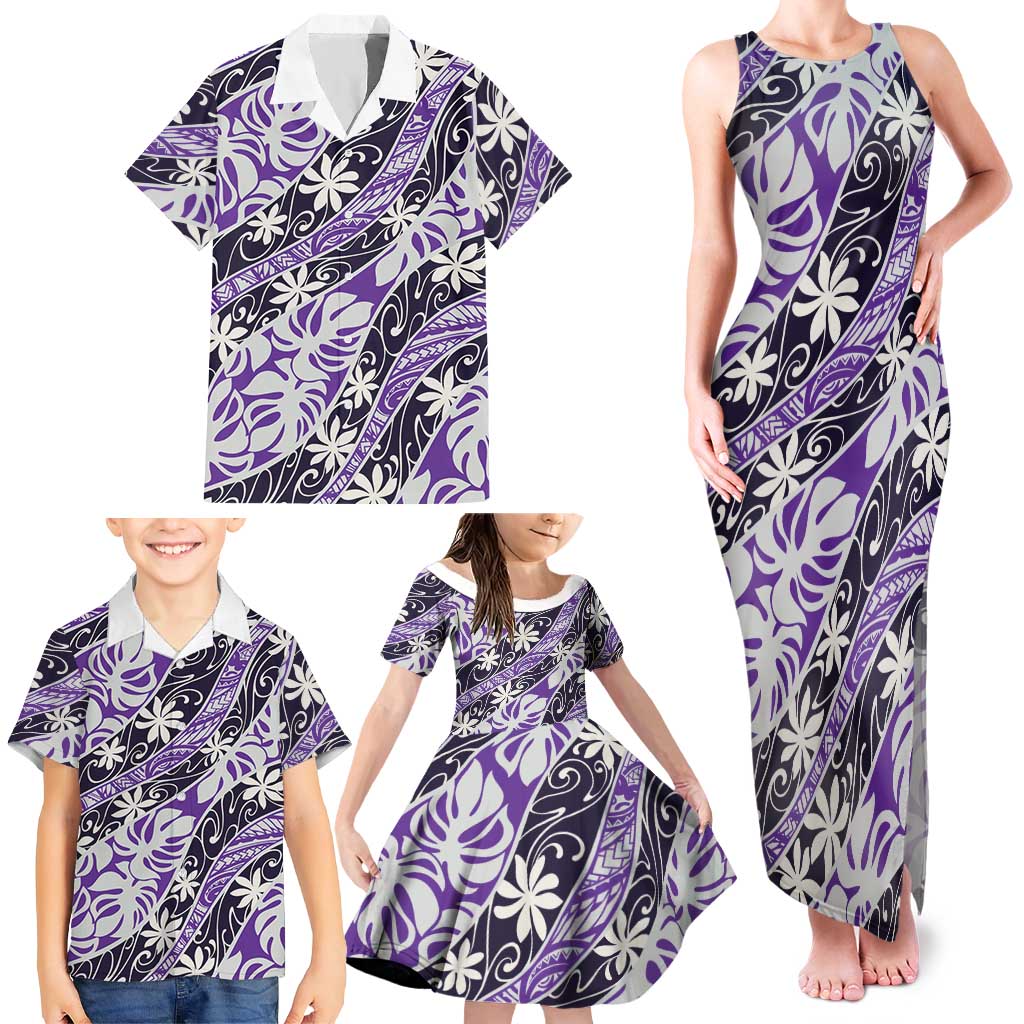 Vareau Tahiti Tiare Monstera Family Matching Tank Maxi Dress and Hawaiian Shirt Polynesian Pattern Curve Style LT01 - Polynesian Pride