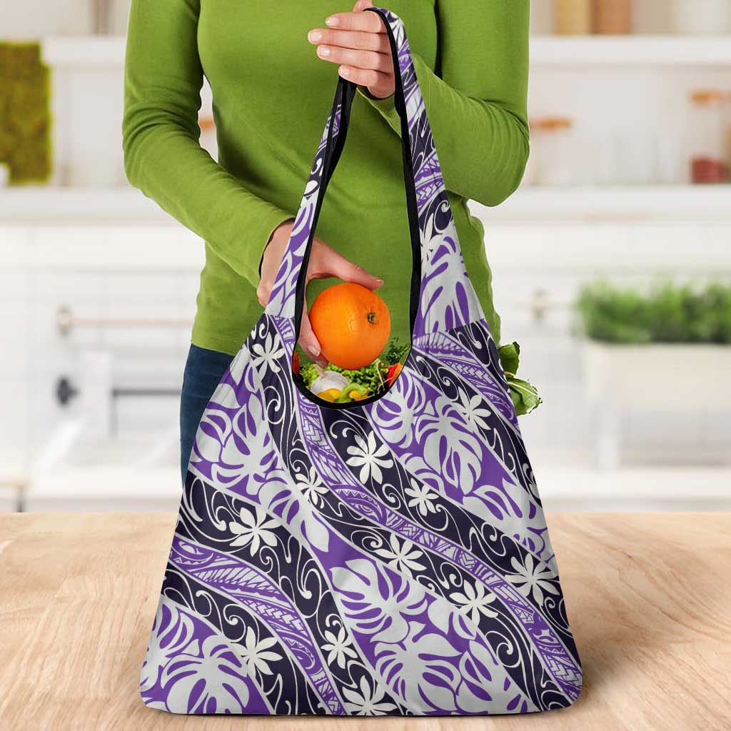 Vareau Tahiti Tiare Monstera Grocery Bag Polynesian Pattern Curve Style - Polynesian Pride