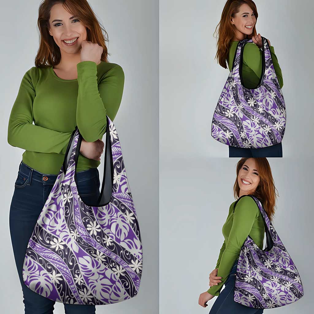 Vareau Tahiti Tiare Monstera Grocery Bag Polynesian Pattern Curve Style - Polynesian Pride