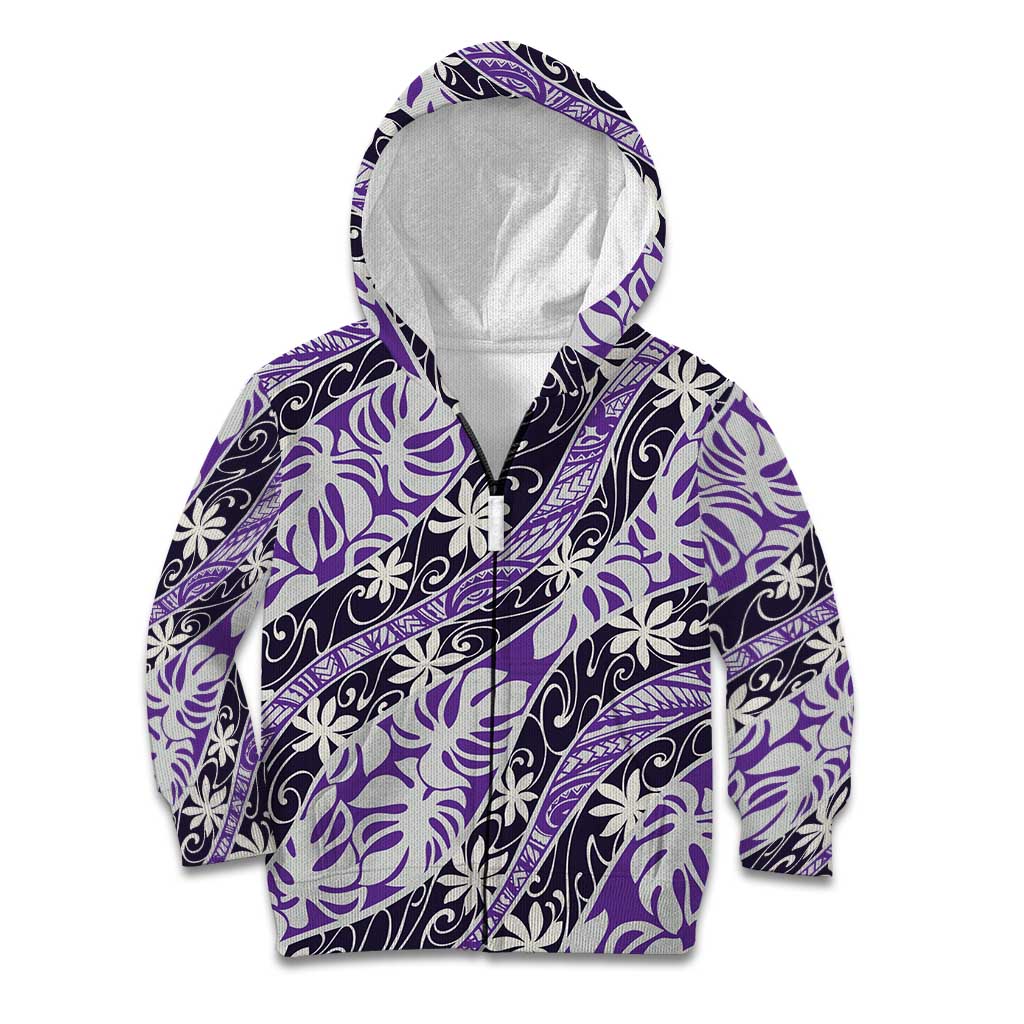 Vareau Tahiti Tiare Monstera Kid Hoodie Polynesian Pattern Curve Style - Polynesian Pride