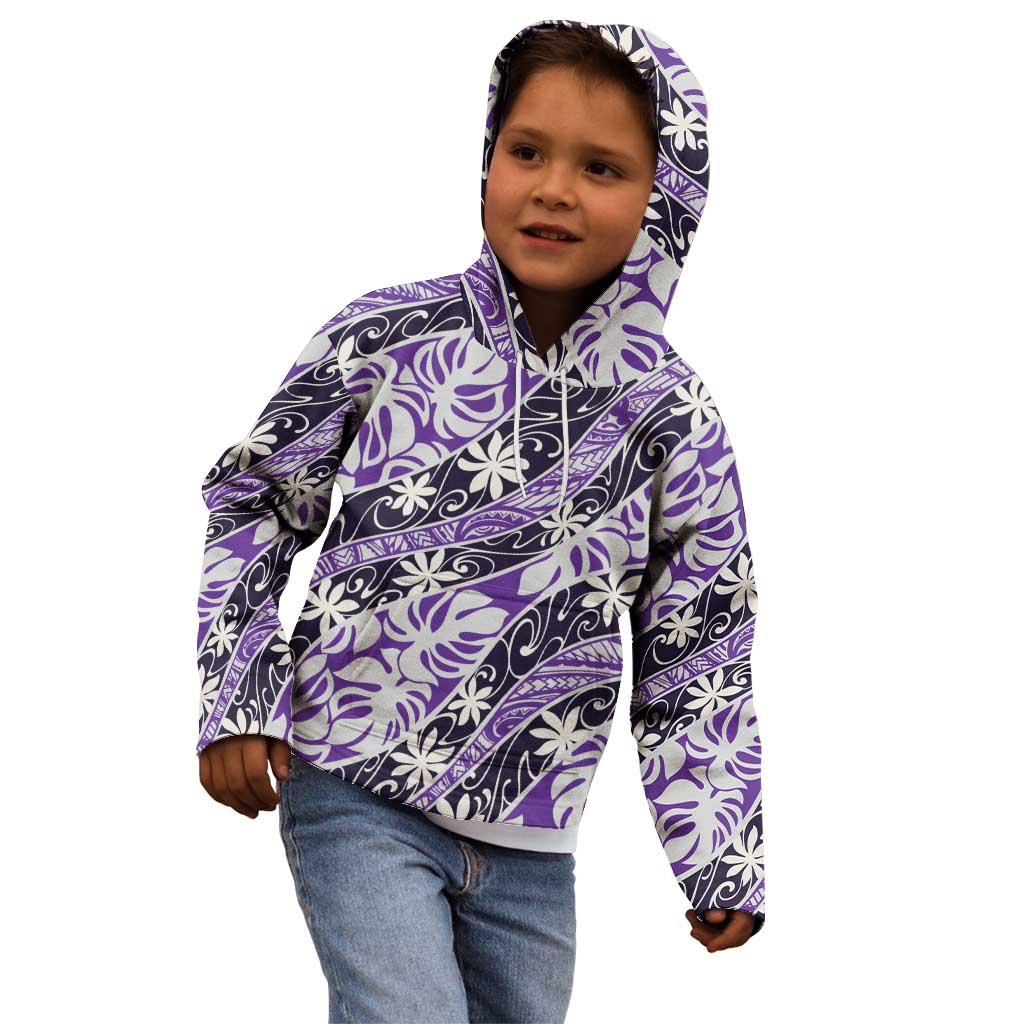 Vareau Tahiti Tiare Monstera Kid Hoodie Polynesian Pattern Curve Style - Polynesian Pride