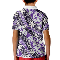 Vareau Tahiti Tiare Monstera Kid Polo Shirt Polynesian Pattern Curve Style - Polynesian Pride