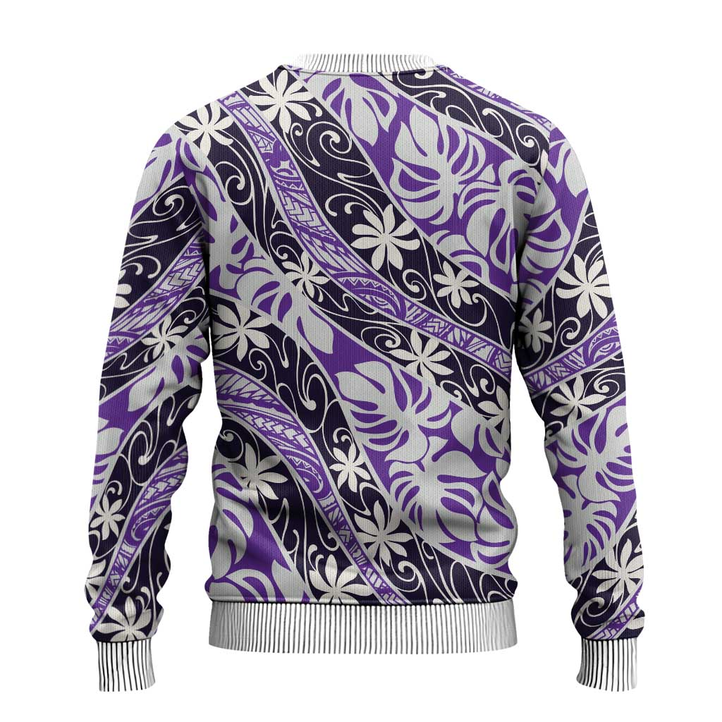 Vareau Tahiti Tiare Monstera Ugly Christmas Sweater Polynesian Pattern Curve Style - Polynesian Pride