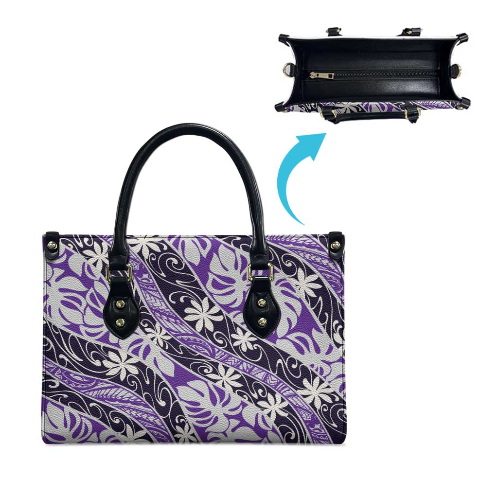 Vareau Tahiti Tiare Monstera Leather Bag Polynesian Pattern Curve Style LT01 - Polynesian Pride