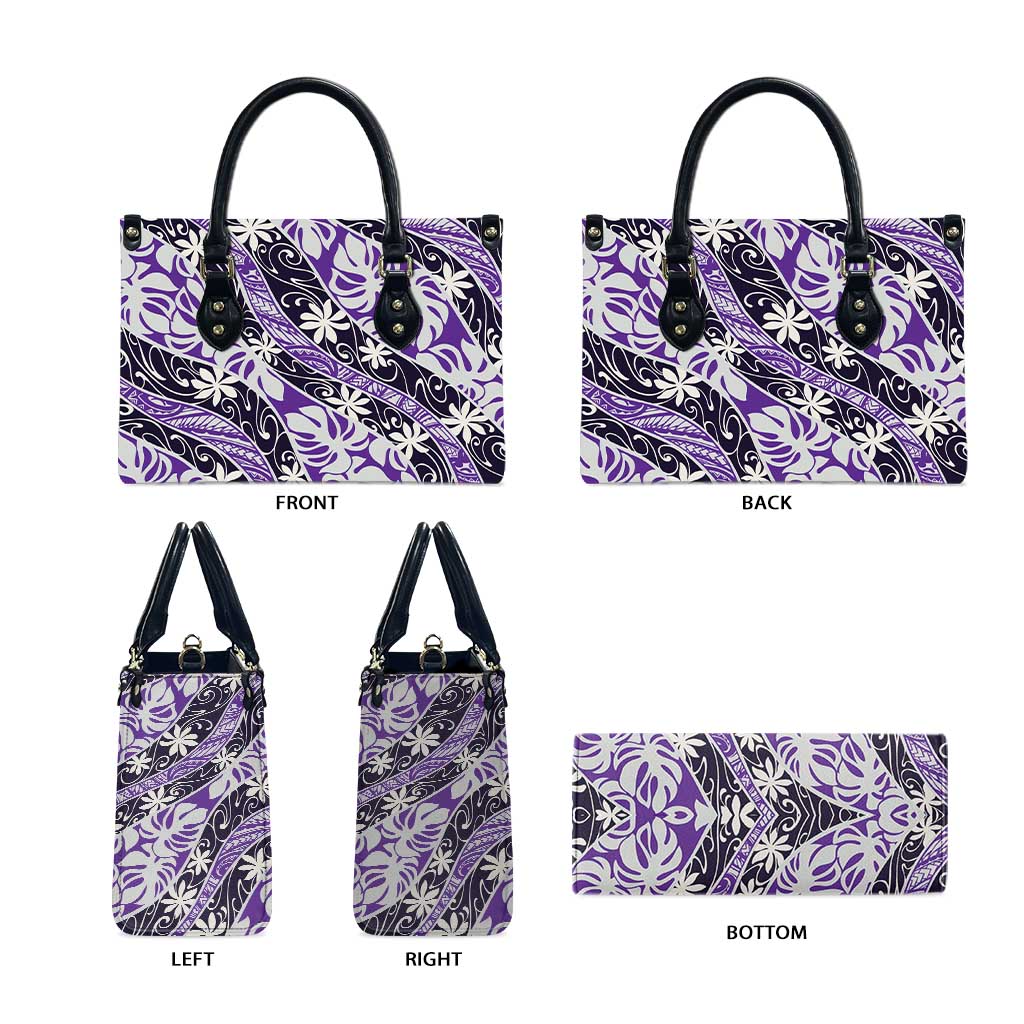Vareau Tahiti Tiare Monstera Leather Bag Polynesian Pattern Curve Style LT01 - Polynesian Pride