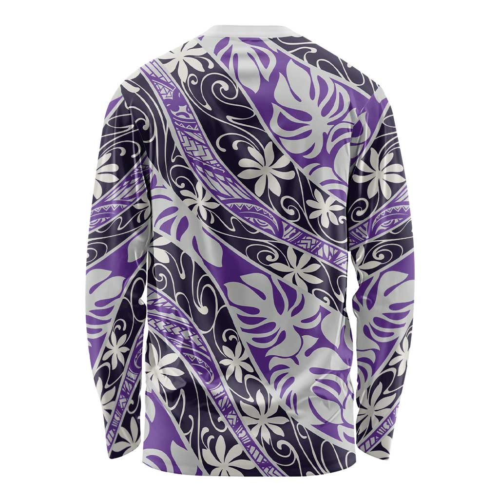 Vareau Tahiti Tiare Monstera Long Sleeve Shirt Polynesian Pattern Curve Style - Polynesian Pride