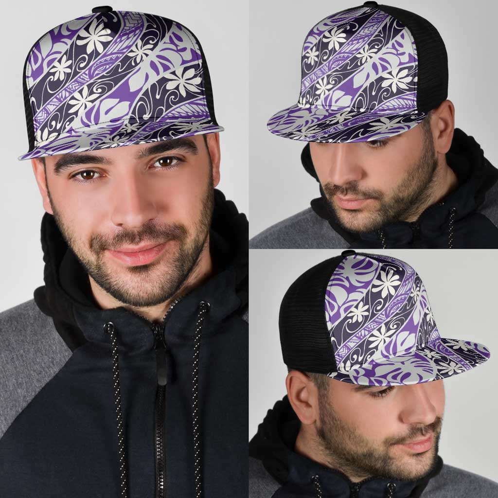 Vareau Tahiti Tiare Monstera Mesh Trucker Cap Polynesian Pattern Curve Style LT01 - Polynesian Pride