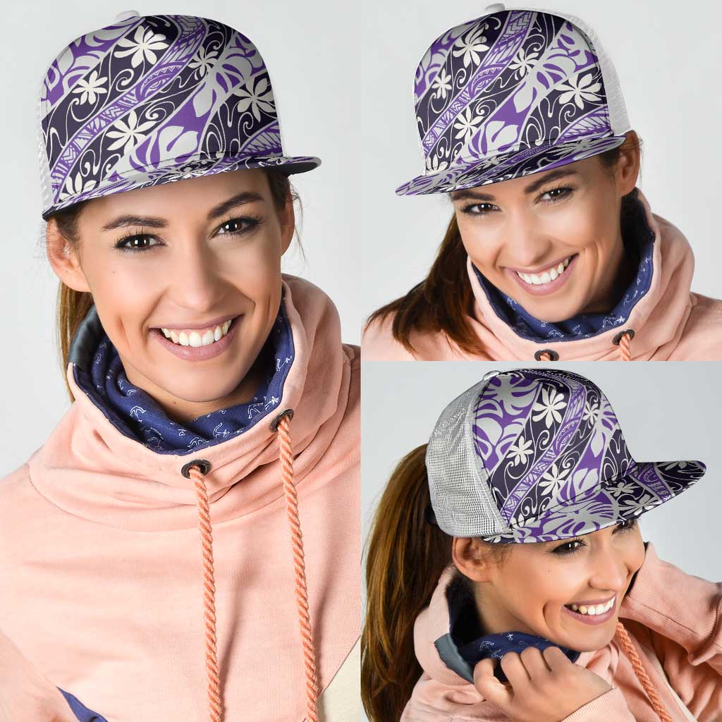 Vareau Tahiti Tiare Monstera Mesh Trucker Cap Polynesian Pattern Curve Style LT01 - Polynesian Pride