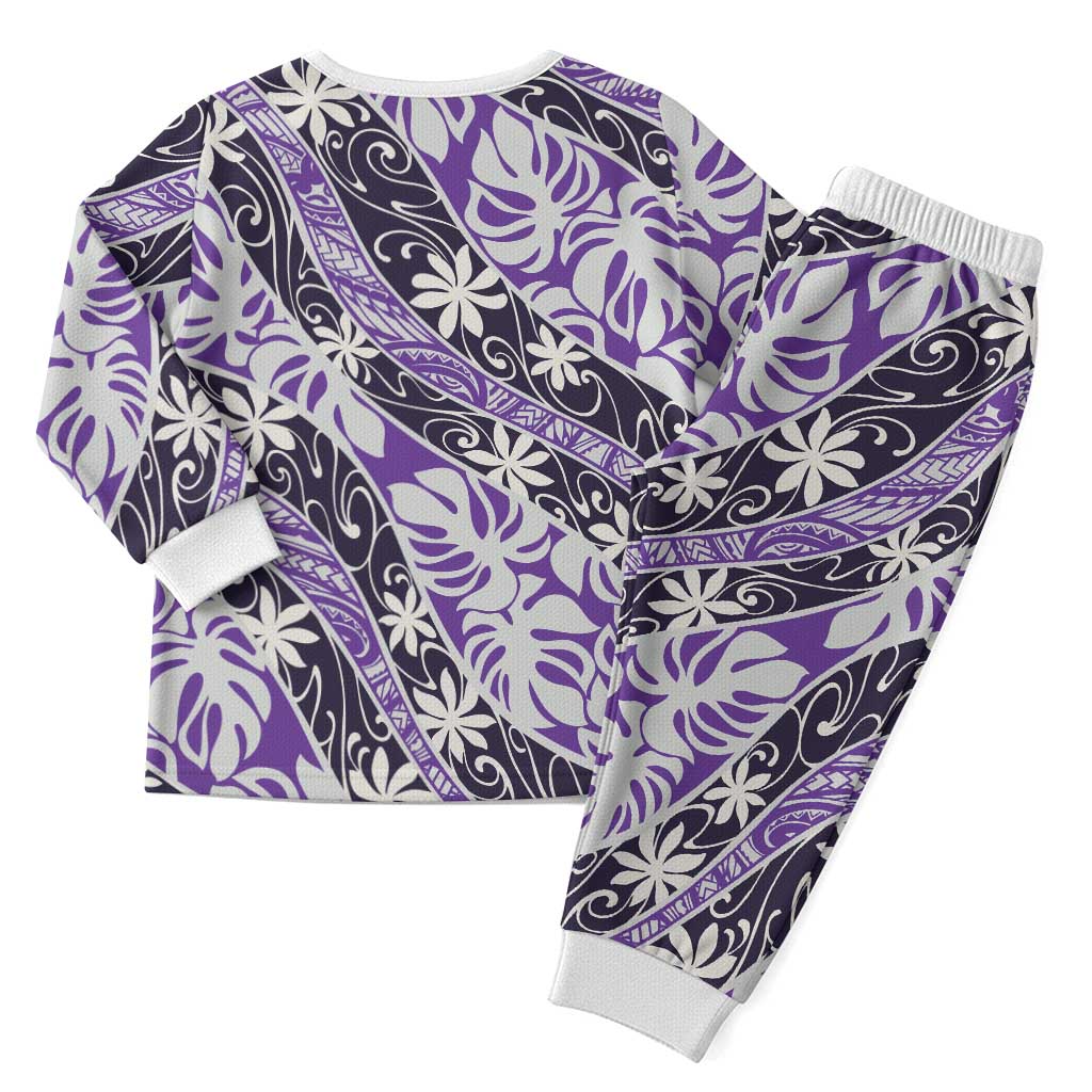 Vareau Tahiti Tiare Monstera Christmas Pajama Set Polynesian Pattern Curve Style - Polynesian Pride