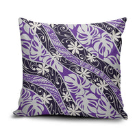 Vareau Tahiti Tiare Monstera Pillow Cover Polynesian Pattern Curve Style LT01 Purple - Polynesian Pride