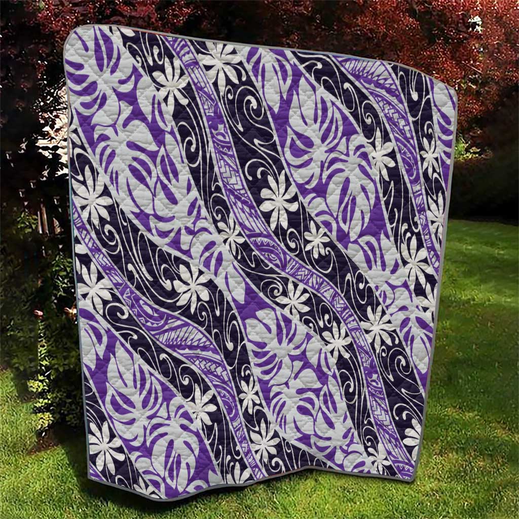 Vareau Tahiti Tiare Monstera Quilt Polynesian Pattern Curve Style - Polynesian Pride