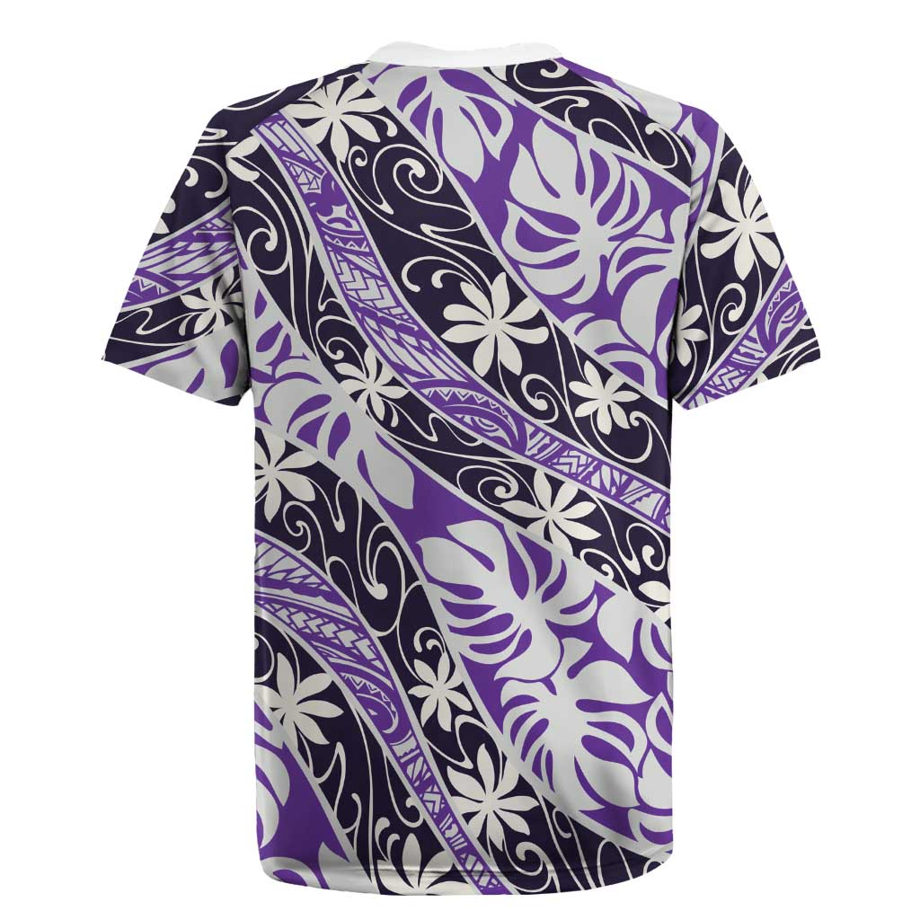 Vareau Tahiti Tiare Monstera Rugby Jersey Polynesian Pattern Curve Style LT01 - Polynesian Pride