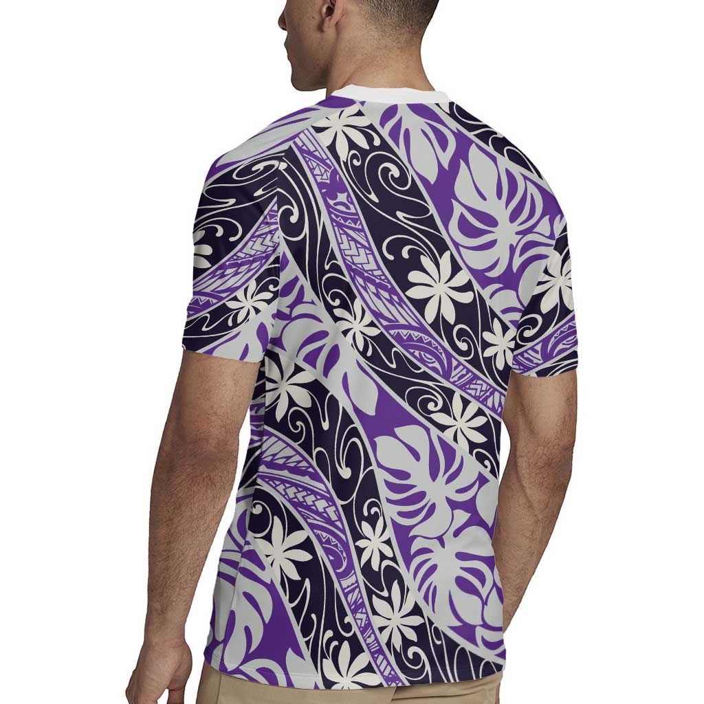 Vareau Tahiti Tiare Monstera Rugby Jersey Polynesian Pattern Curve Style LT01 - Polynesian Pride