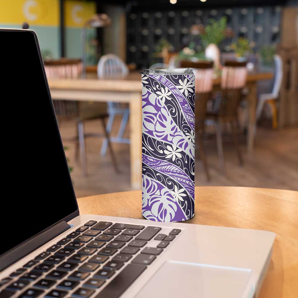 Vareau Tahiti Tiare Monstera Skinny Tumbler Polynesian Pattern Curve Style - Polynesian Pride