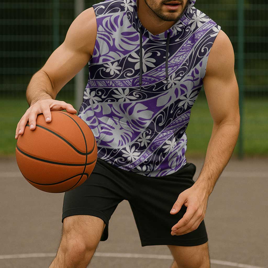 Vareau Tahiti Tiare Monstera Sleeveless Hoodie Polynesian Pattern Curve Style - Polynesian Pride