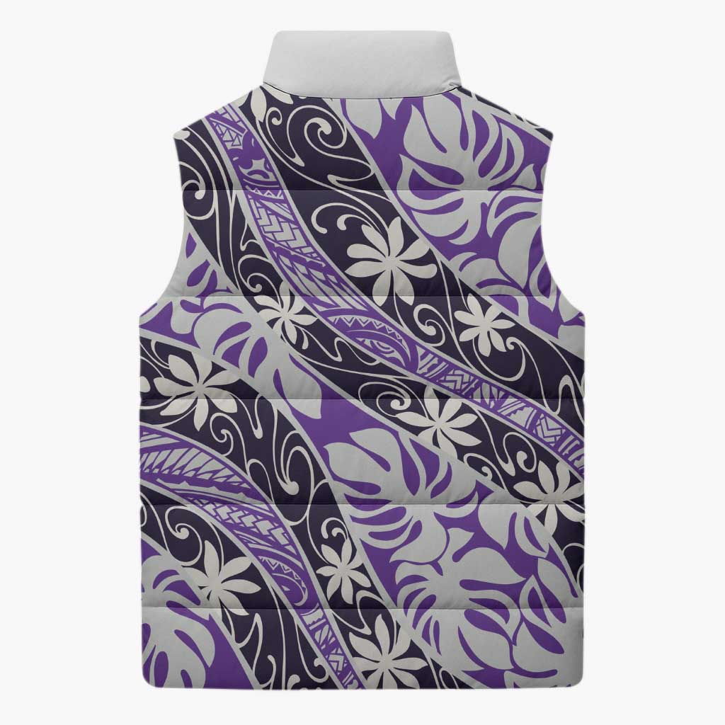 Vareau Tahiti Tiare Monstera Sleeveless Puffer Jacket Polynesian Pattern Curve Style - Polynesian Pride