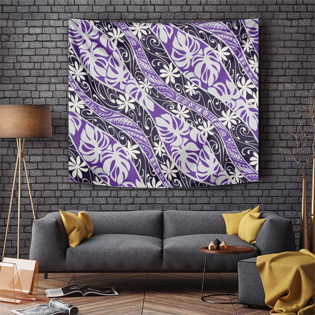 Vareau Tahiti Tiare Monstera Tapestry Polynesian Pattern Curve Style - Polynesian Pride