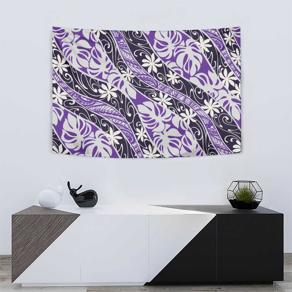 Vareau Tahiti Tiare Monstera Tapestry Polynesian Pattern Curve Style - Polynesian Pride
