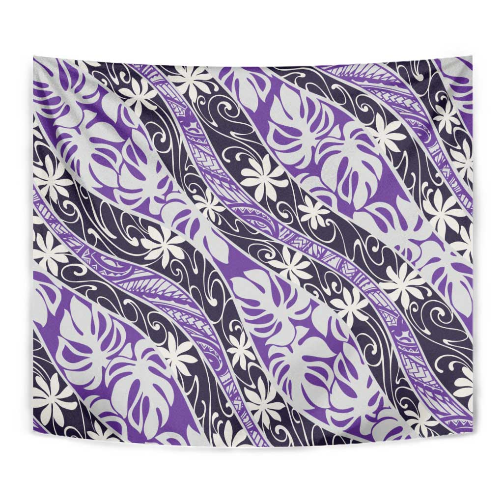Vareau Tahiti Tiare Monstera Tapestry Polynesian Pattern Curve Style - Polynesian Pride
