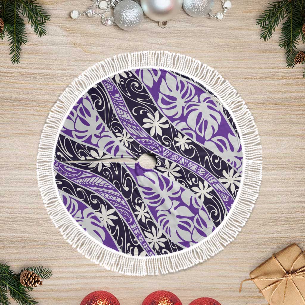 Vareau Tahiti Tiare Monstera Tree Skirt Polynesian Pattern Curve Style - Polynesian Pride