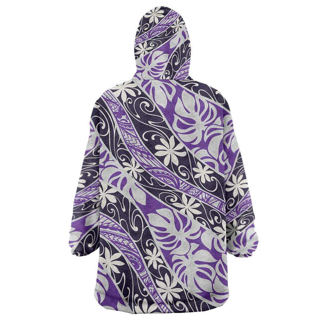 Vareau Tahiti Tiare Monstera Wearable Blanket Hoodie Polynesian Pattern Curve Style - Polynesian Pride