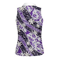 Vareau Tahiti Tiare Monstera Women Sleeveless Polo Shirt Polynesian Pattern Curve Style LT01 - Polynesian Pride
