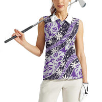 Vareau Tahiti Tiare Monstera Women Sleeveless Polo Shirt Polynesian Pattern Curve Style LT01 - Polynesian Pride