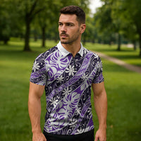 Vareau Tahiti Tiare Monstera Zipper Polo Shirt Polynesian Pattern Curve Style - Polynesian Pride