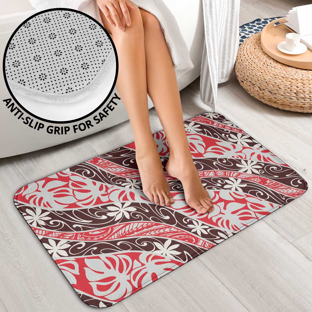 Uteute Tahiti Tiare Monstera Bathroom Set Polynesian Pattern Curve Style - Polynesian Pride