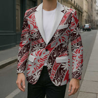 Uteute Tahiti Tiare Monstera Blazer Polynesian Pattern Curve Style - Polynesian Pride