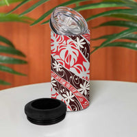 Uteute Tahiti Tiare Monstera 4 in 1 Can Cooler Tumbler Polynesian Pattern Curve Style LT01 - Polynesian Pride
