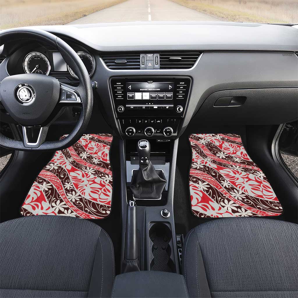 Uteute Tahiti Tiare Monstera Car Mats Polynesian Pattern Curve Style - Polynesian Pride