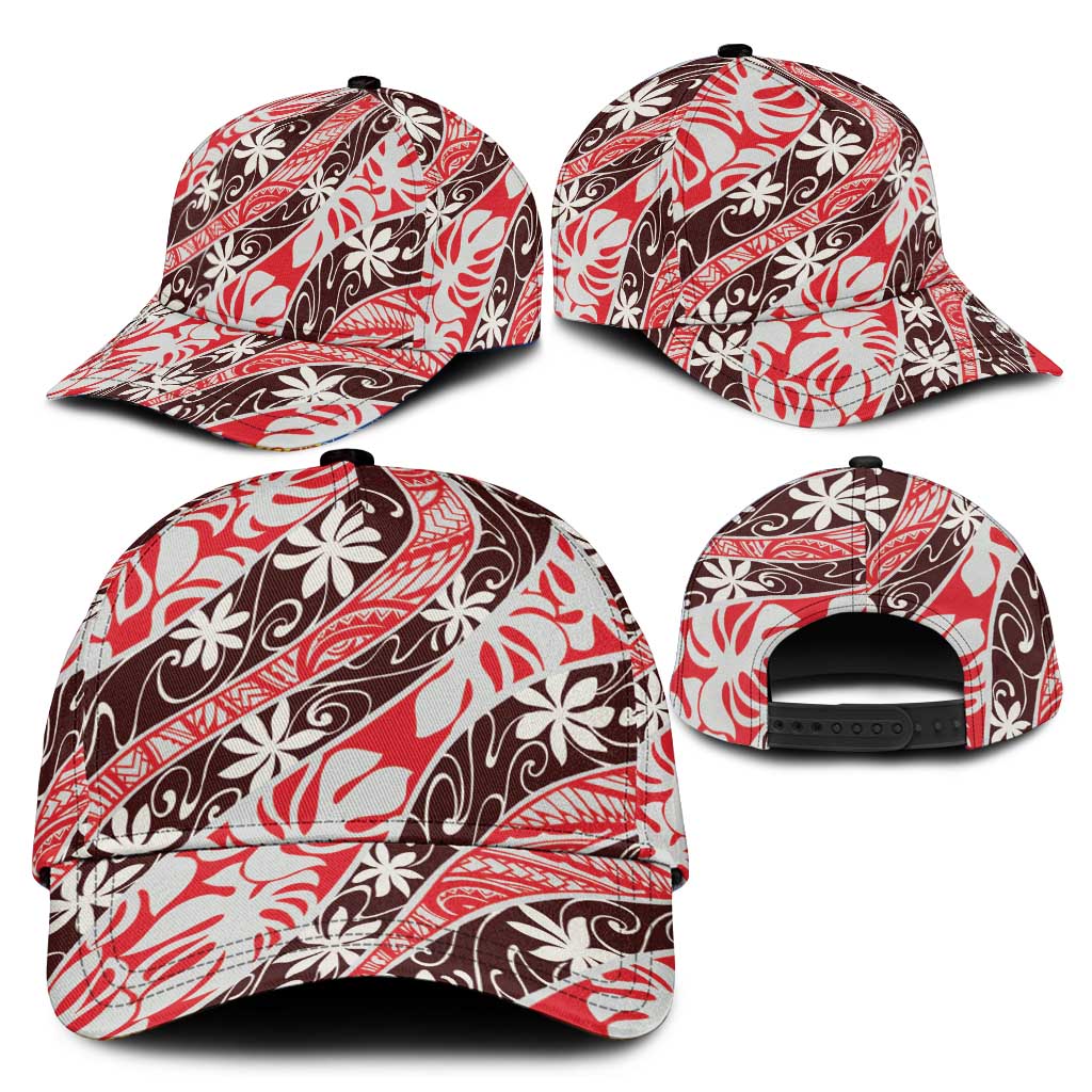Uteute Tahiti Tiare Monstera Classic Cap Polynesian Pattern Curve Style - Polynesian Pride