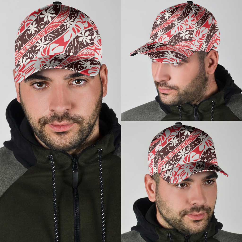 Uteute Tahiti Tiare Monstera Classic Cap Polynesian Pattern Curve Style - Polynesian Pride