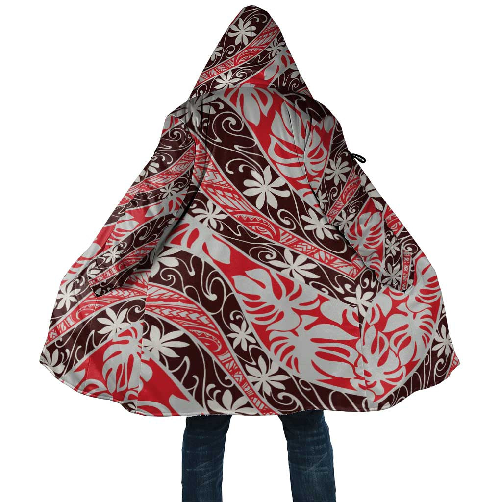 Uteute Tahiti Tiare Monstera Cloak Polynesian Pattern Curve Style - Polynesian Pride