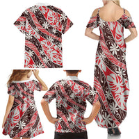 Uteute Tahiti Tiare Monstera Family Matching Summer Maxi Dress and Hawaiian Shirt Polynesian Pattern Curve Style LT01 - Polynesian Pride