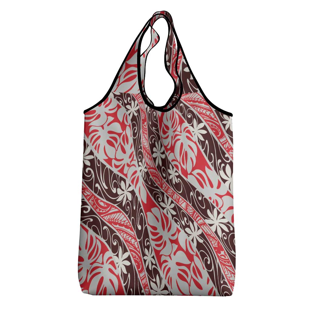 Uteute Tahiti Tiare Monstera Grocery Bag Polynesian Pattern Curve Style LT01 - Polynesian Pride