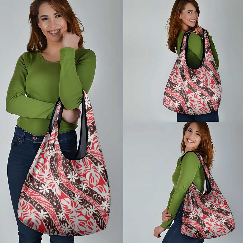Uteute Tahiti Tiare Monstera Grocery Bag Polynesian Pattern Curve Style LT01 - Polynesian Pride