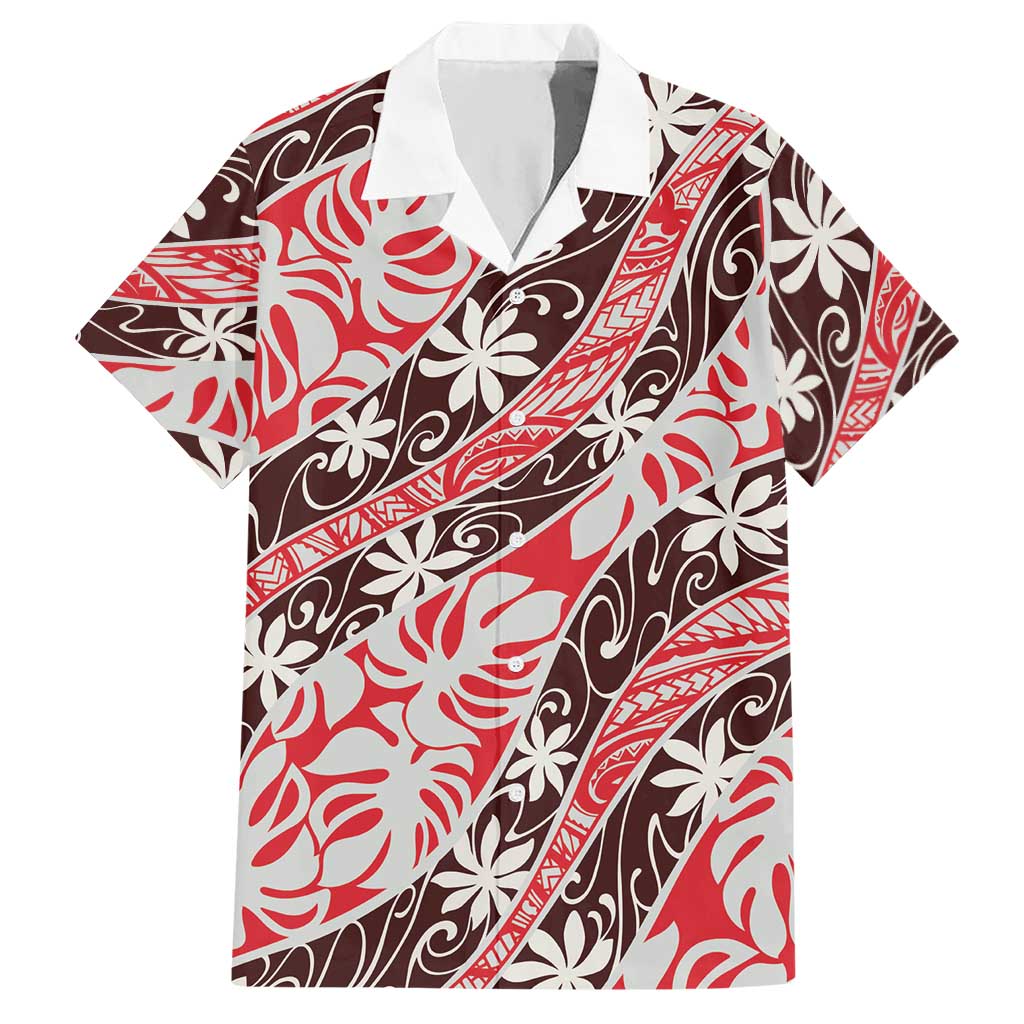 Uteute Tahiti Tiare Monstera Hawaiian Shirt Polynesian Pattern Curve Style - Polynesian Pride