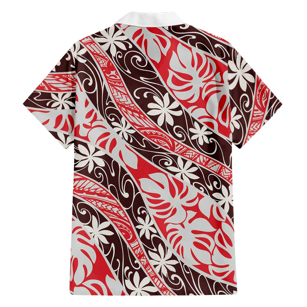 Uteute Tahiti Tiare Monstera Hawaiian Shirt Polynesian Pattern Curve Style - Polynesian Pride
