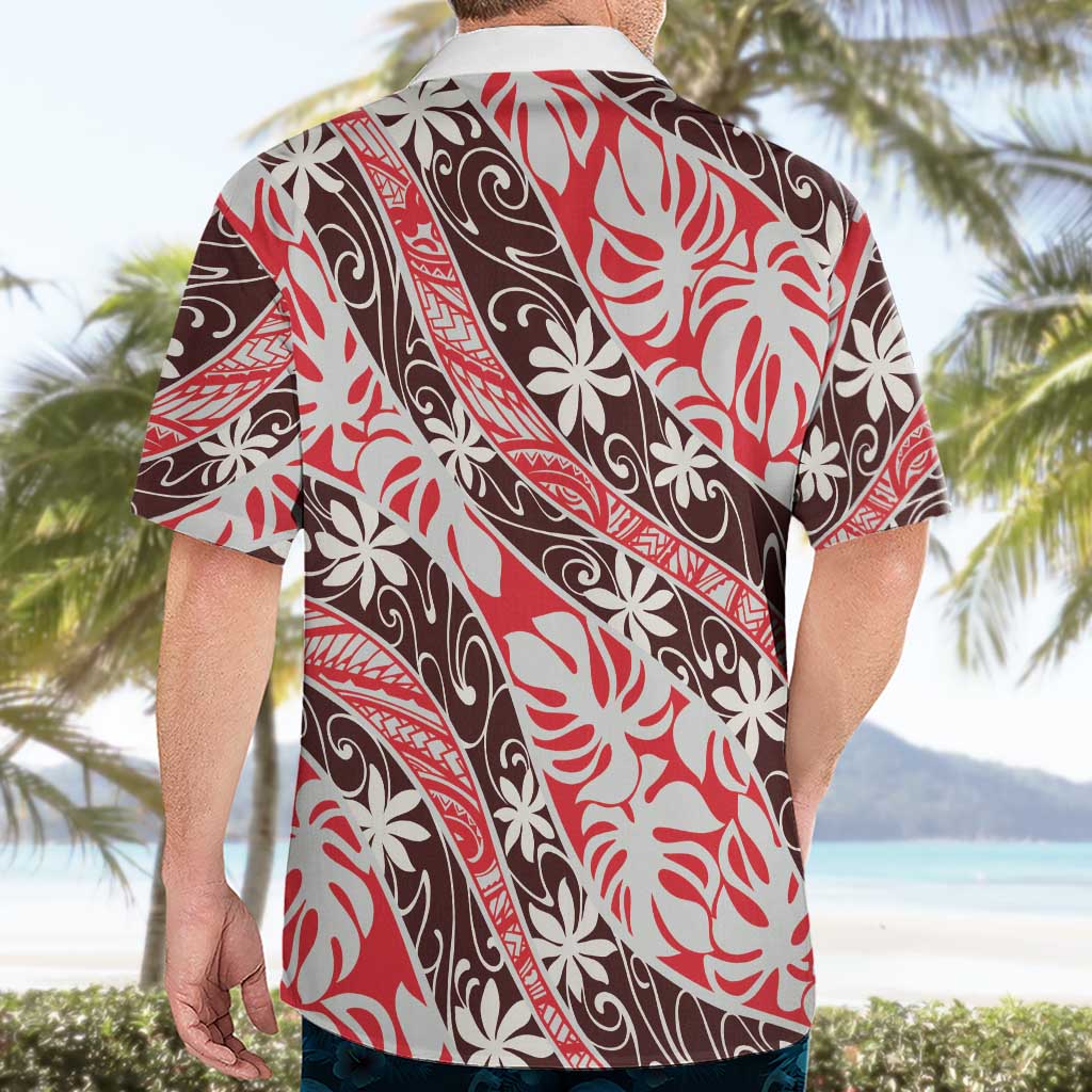 Uteute Tahiti Tiare Monstera Hawaiian Shirt Polynesian Pattern Curve Style - Polynesian Pride