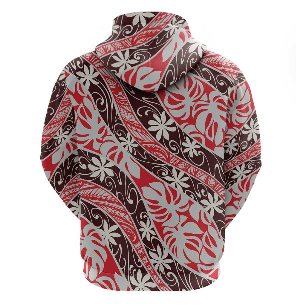 Uteute Tahiti Tiare Monstera Hoodie Polynesian Pattern Curve Style - Polynesian Pride