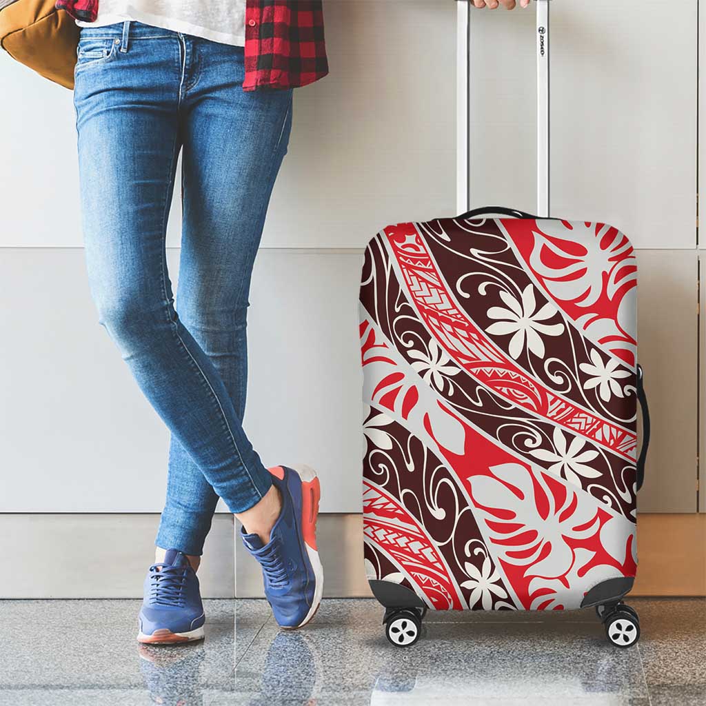 Uteute Tahiti Tiare Monstera Luggage Cover Polynesian Pattern Curve Style - Polynesian Pride