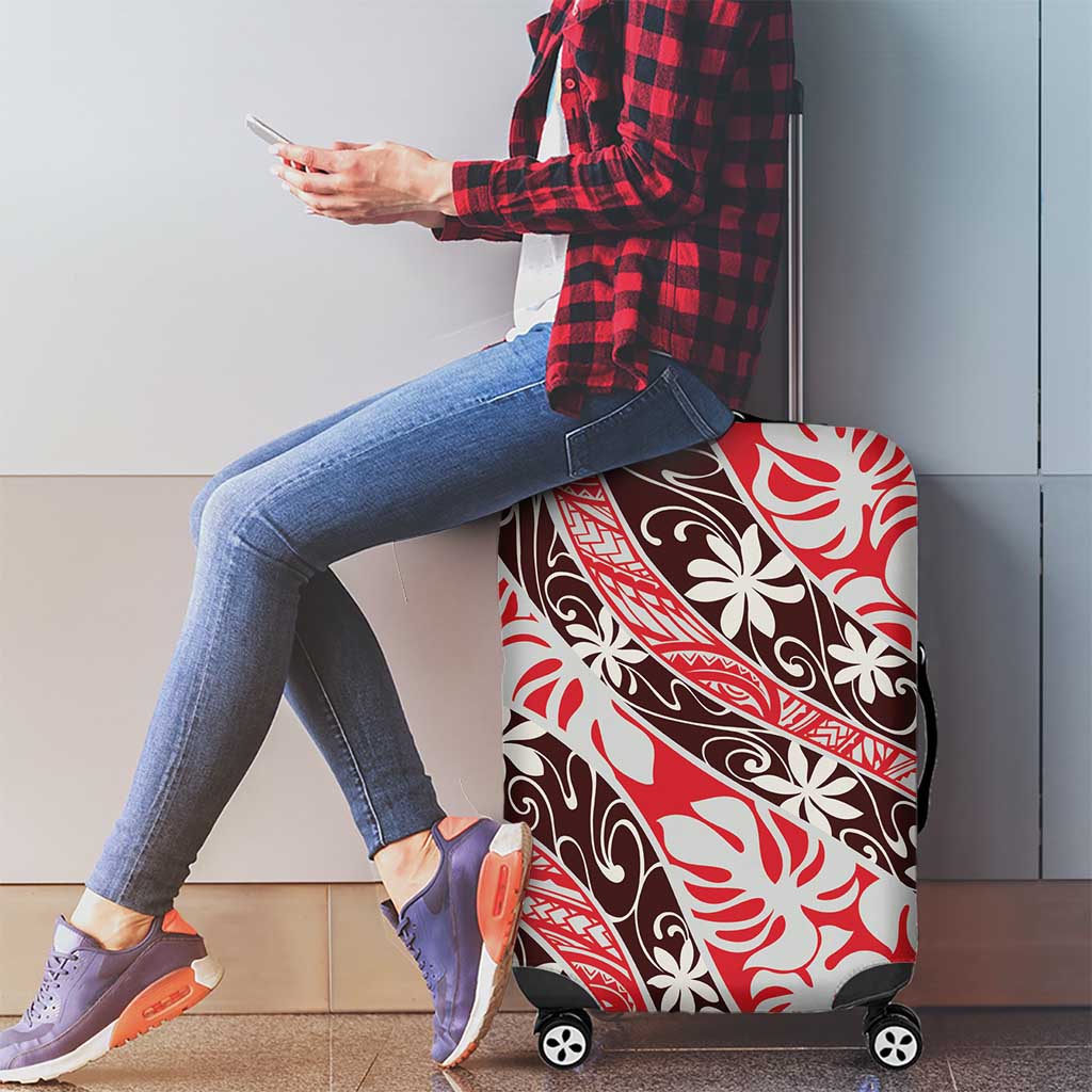 Uteute Tahiti Tiare Monstera Luggage Cover Polynesian Pattern Curve Style - Polynesian Pride