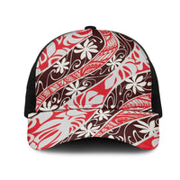 Uteute Tahiti Tiare Monstera Mesh Trucker Cap Polynesian Pattern Curve Style - Polynesian Pride